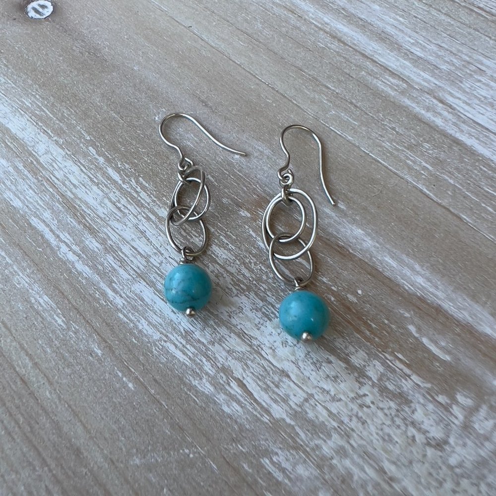 Blue Turquoise Sterling Silver Earrings